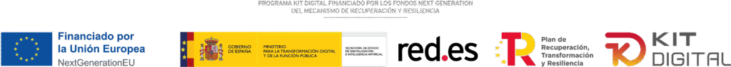 Logos del Kit Digital: Union Europea, Gobierno de España, red-es, plan de recuperación económica, kit digital